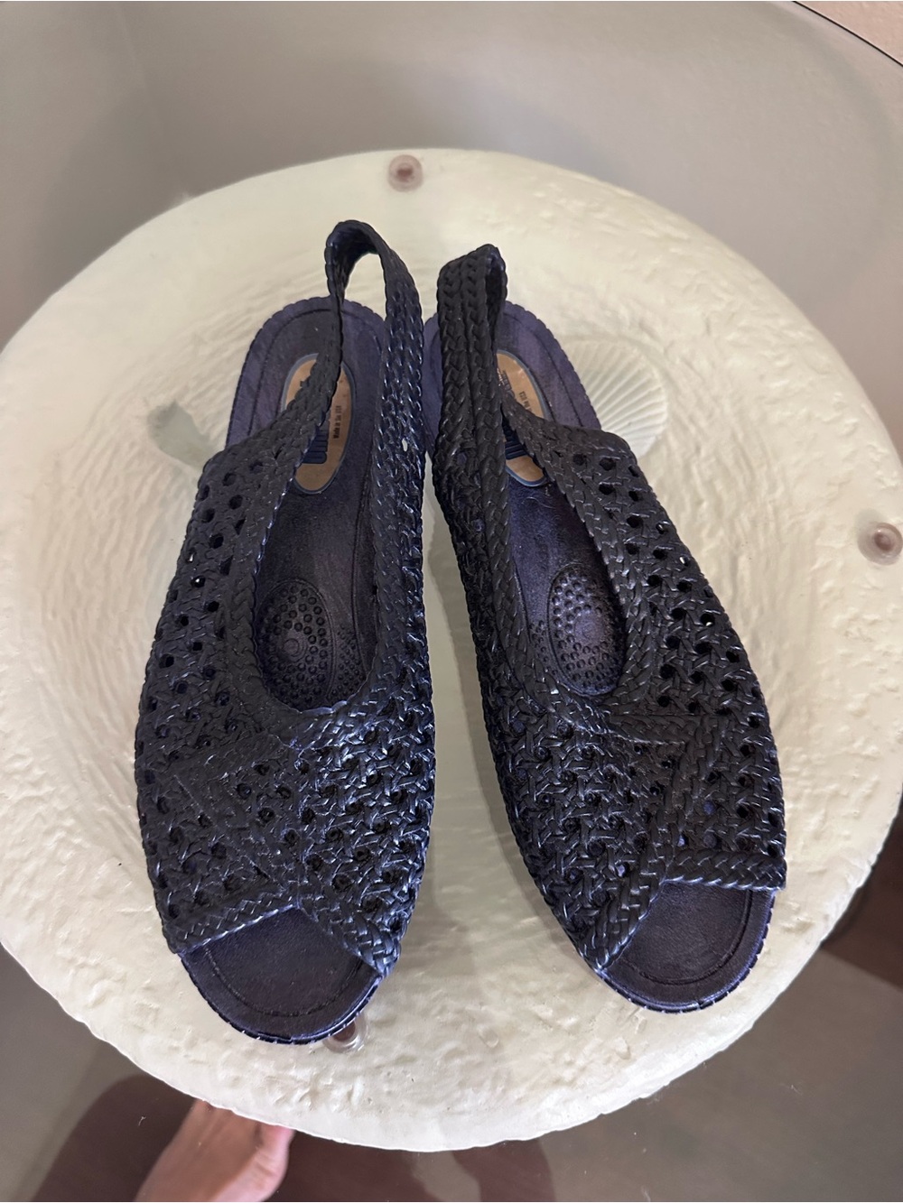 Okabashi Classics Black Woven Slingback Sandals ML